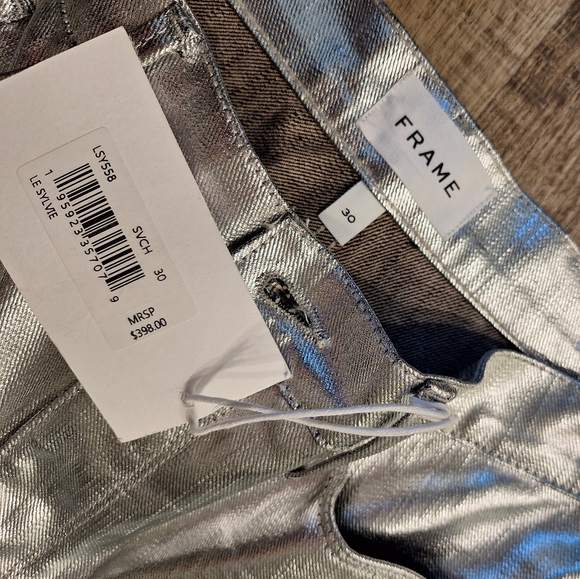 NWT FRAME jeans metallic Le Sylvie slender straight high rise jeans 30 - Picture 11 of 14